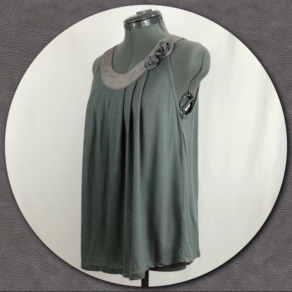 J. CREW Silk Trim Floral Accent Gray Tank Top Size S - Picture 6 of 8